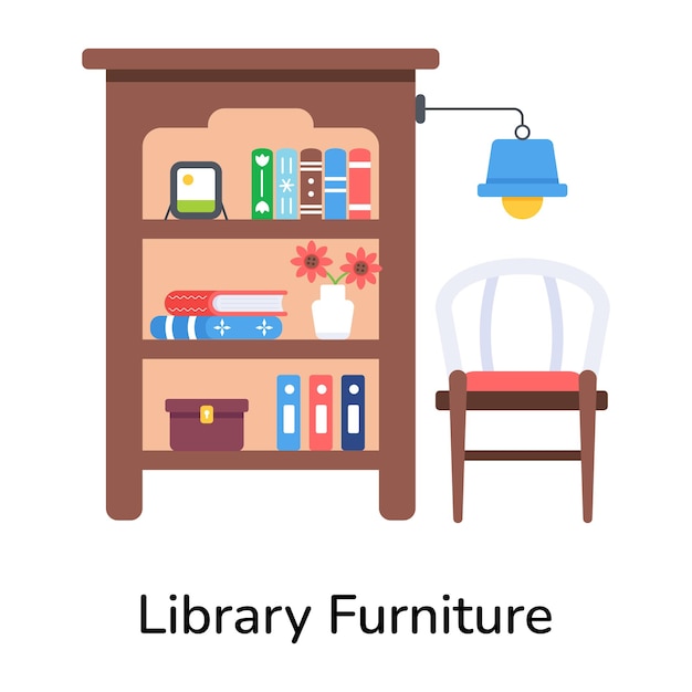 Trendy flat icon of library furniture