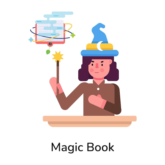 Vector trendy flat icon of a magic book