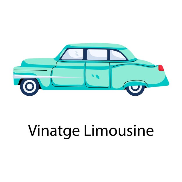 Trendy flat icon of a retro car