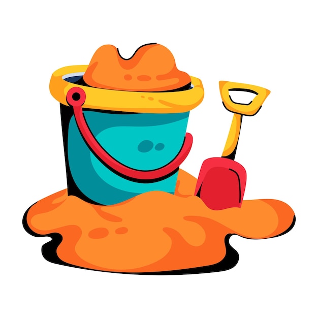 Trendy flat icon of sand bucket