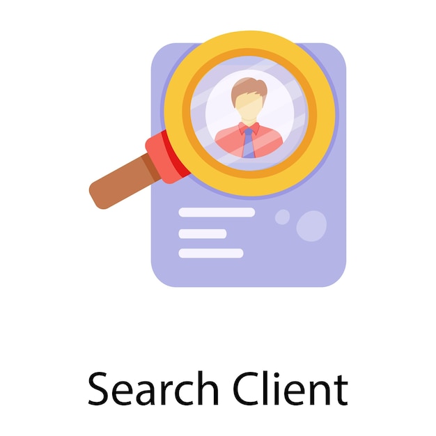 Trendy flat icon of search client