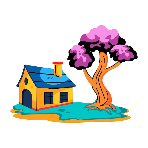 Trendy flat icon of spring house