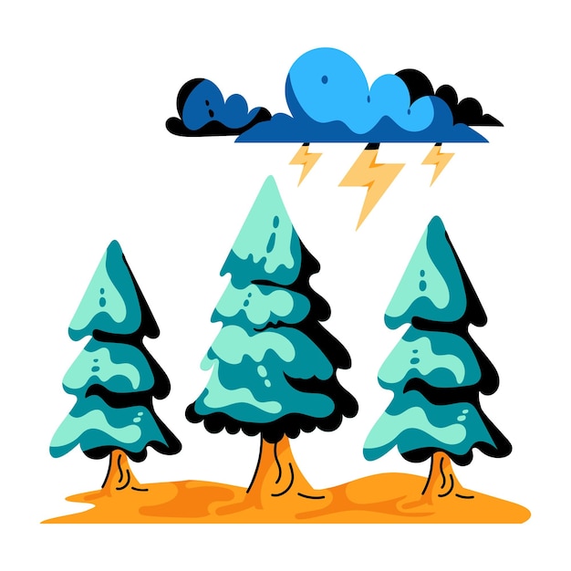 Trendy flat icon of thunderstorm