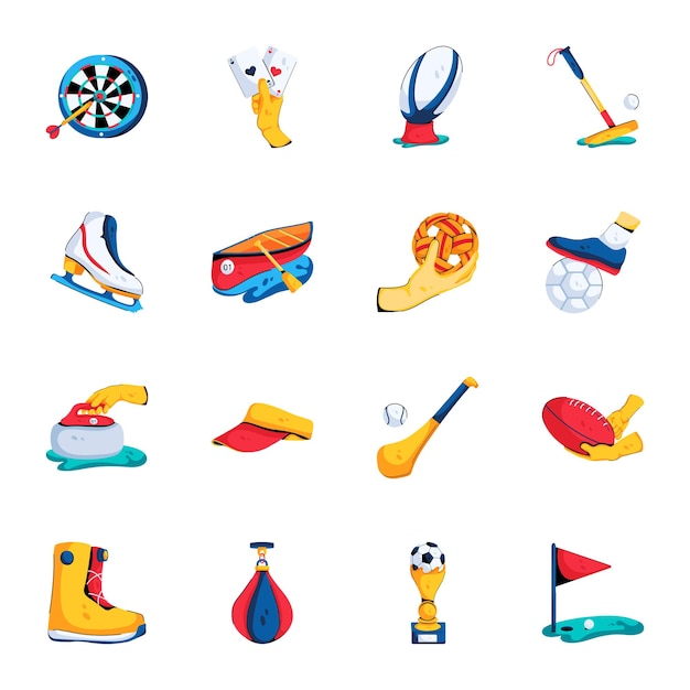 Trendy Flat Icons of Athletic Competitions