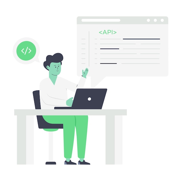 Trendy flat illustration of API