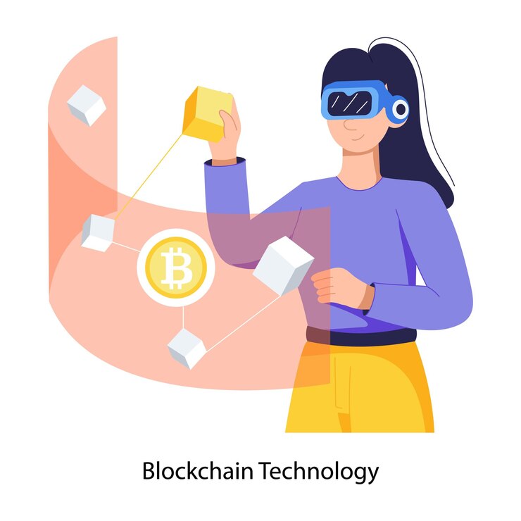 Vector trendy flat illustration of blockchain technology