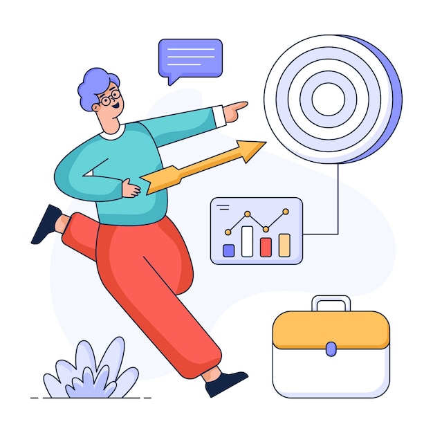 A trendy flat illustration of business goal