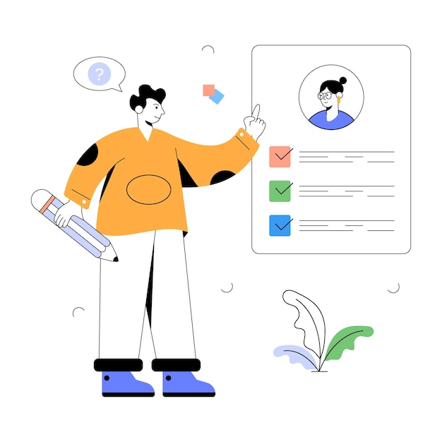 Trendy flat illustration of candidate profile