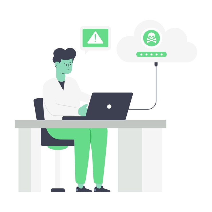 Vector trendy flat illustration of cloud hacking