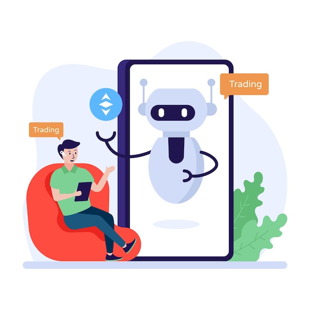 Vector a trendy flat illustration of crypto bot editable vector