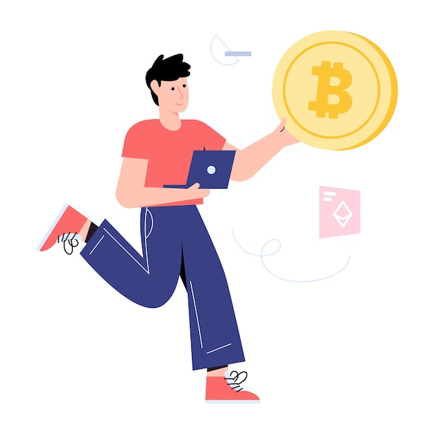 Trendy flat illustration of cryptocurrency