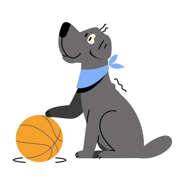 Trendy flat illustration of dog basketball