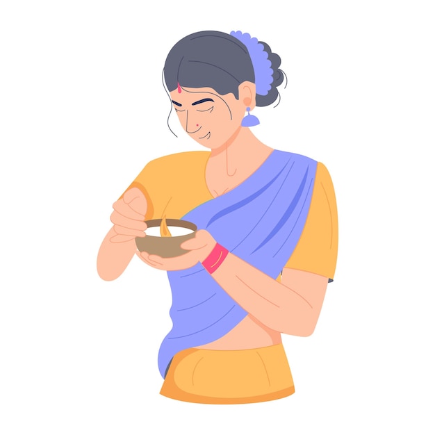 Vector trendy flat illustration of indian housewife