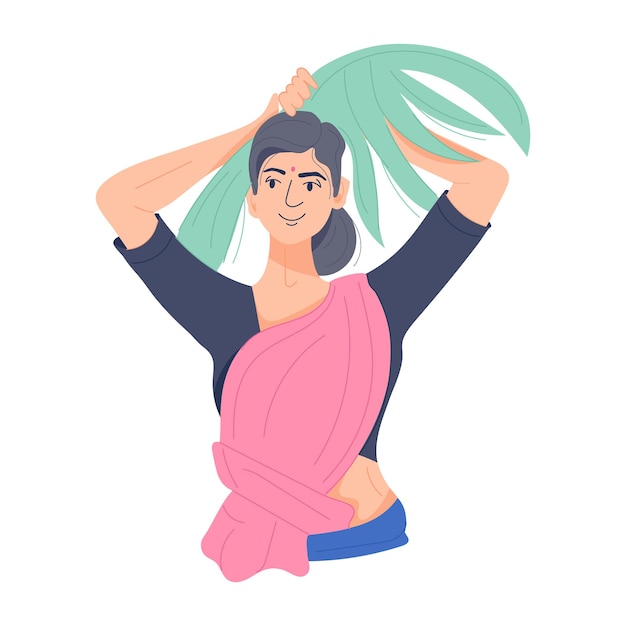 Trendy flat illustration of indian housewife