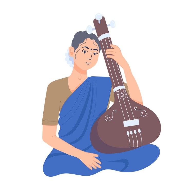 वेक्टर भारतीय गृहिणी का ट्रेंडी फ्लैट चित्रण