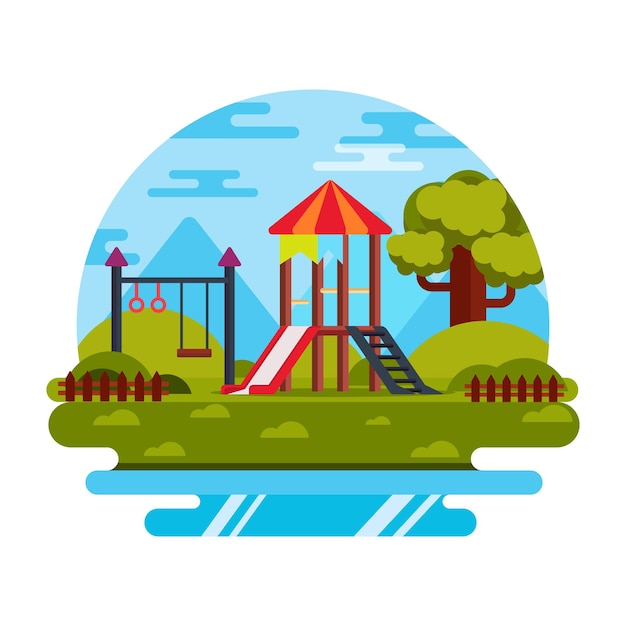 A trendy flat illustration of playground editable vector