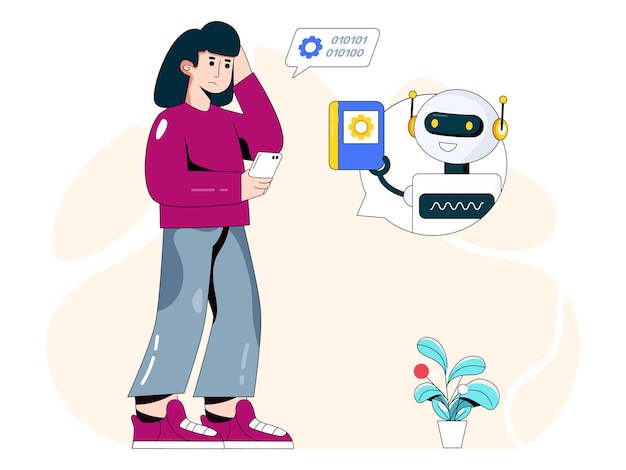 Vector trendy flat illustration of robotic chat