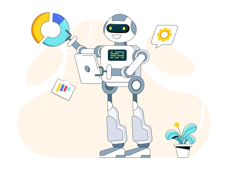 Vector trendy flat illustration of robotic chat