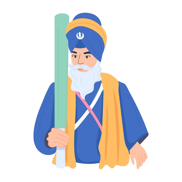 Vector trendy flat illustration of sikh warrior