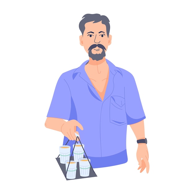 Vector trendy flat illustration of tea seller