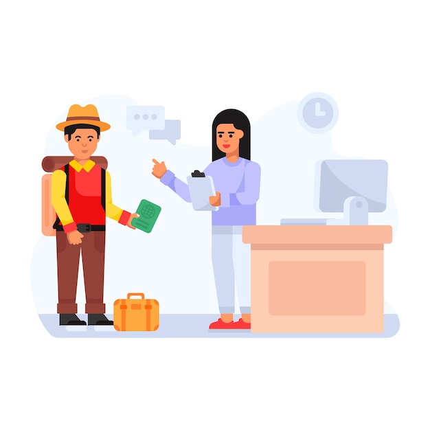 A trendy flat illustration of trip booking