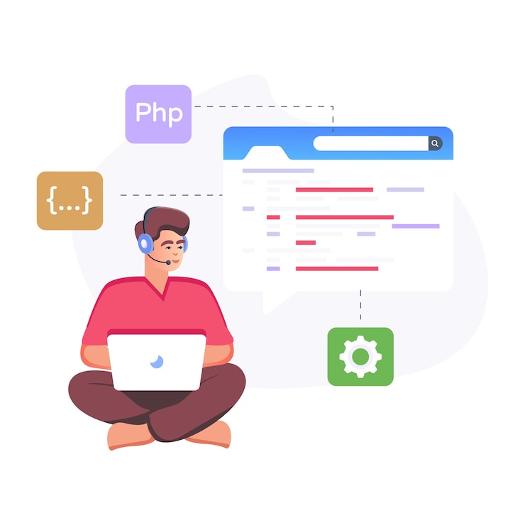 Vector a trendy flat illustration of web development