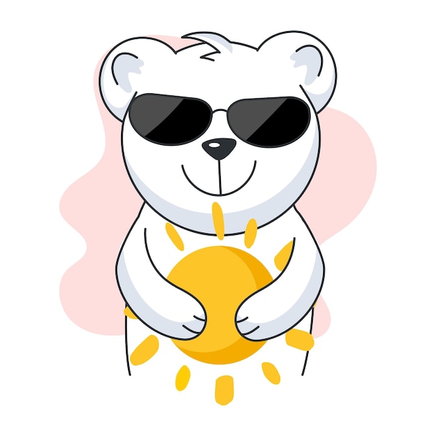 Trendy flat sticker of cool bear