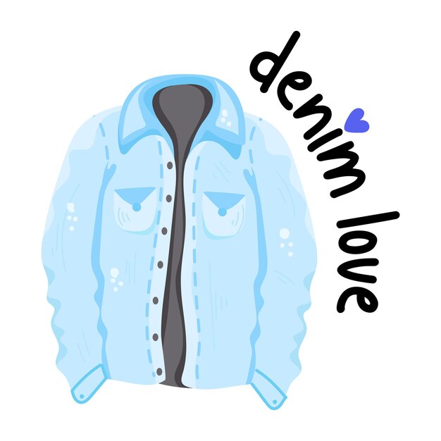 A trendy flat sticker icon of a denim jacket