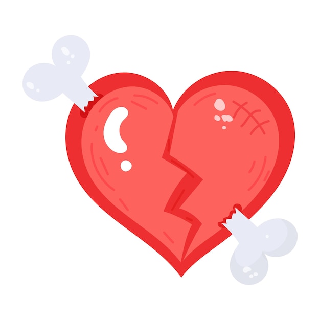 Vector trendy flat sticker icon of hit heart