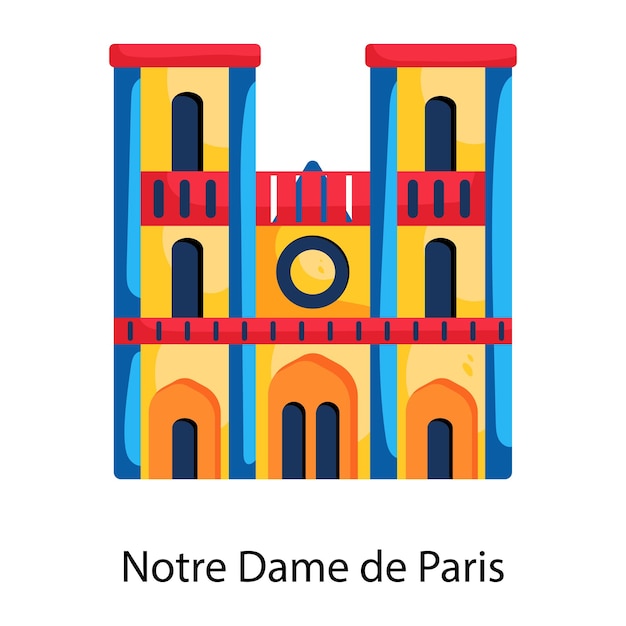 Trendy flat style icon of notre dame de paris