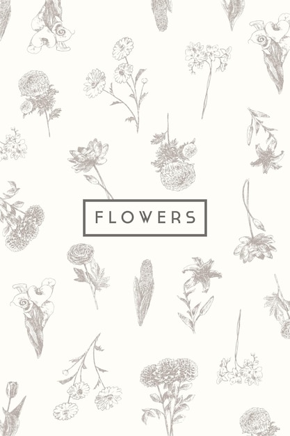 Trendy floral background, greeting card, beautiful flowers vector illustration