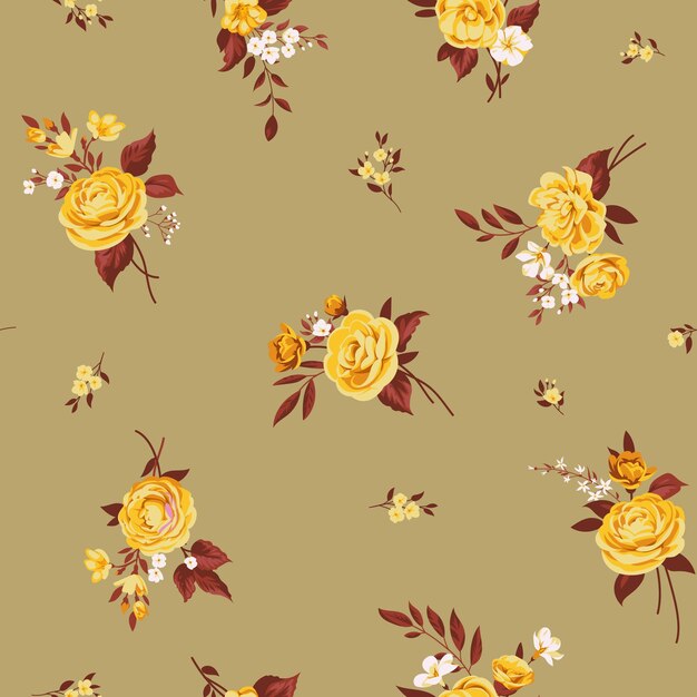 Vector trendy floral background with elegant small flowers on field for digital wallpaper and garment in li