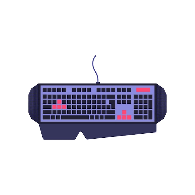 Trendy gaming keyboard flat style vector illustration