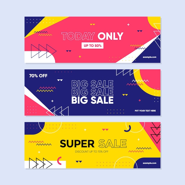 Trendy geometric abstract horizontal banner template for promotion flash sale or advertisement