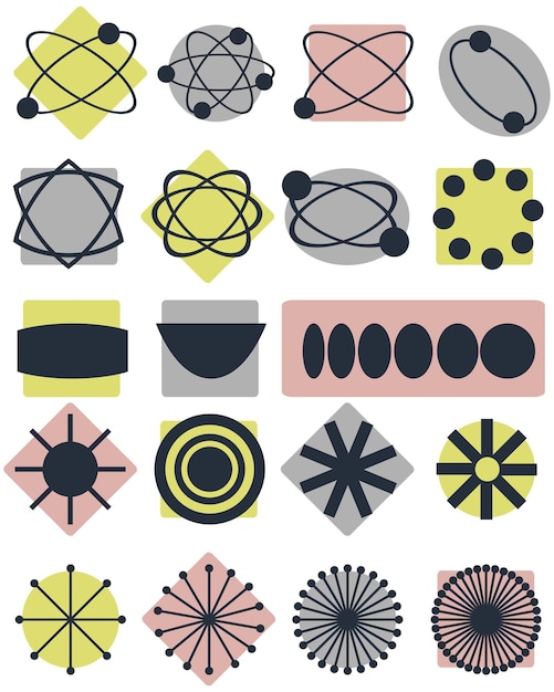 Модный геометрический постмодернистский примитивный плакат ретро коллекция дизайна середины века абстрактная векторная иллюстрация