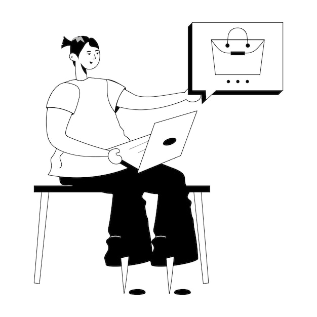 trendy glyph illustration of online shopping