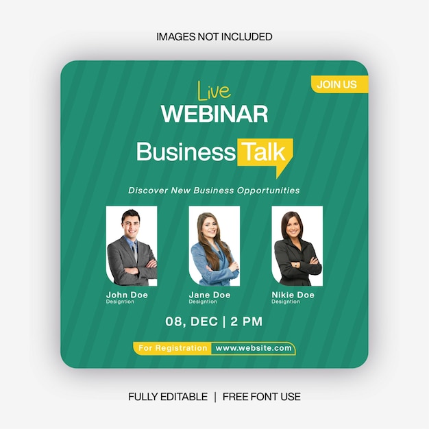 trendy green color live webinar business talk corporate social media post template design