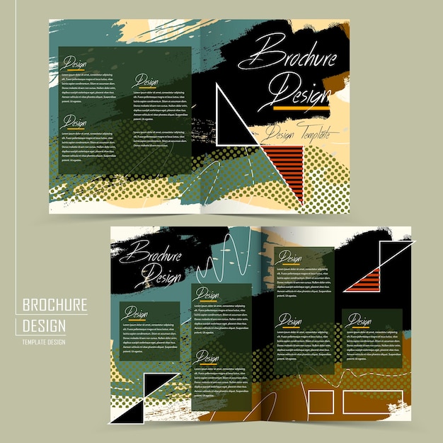 Vector trendy halffold brochure template design