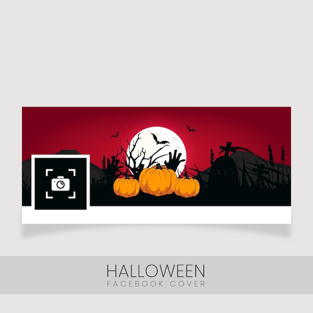 Trendy halloween landschap facebook voorbladsjabloon