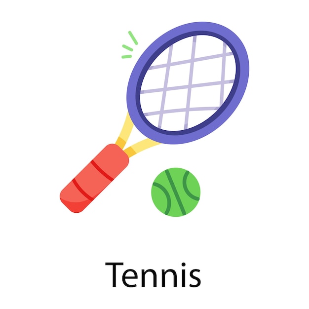 Trendy hand drawn flat icon of tennis