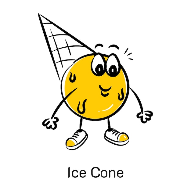 A trendy hand drawn icon of ice cone