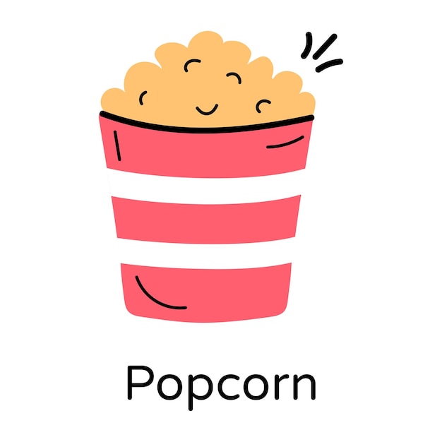 Trendy hand drawn icon of popcorn