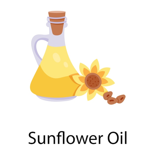 Vector trendy hand drawn icon of sunflower oil