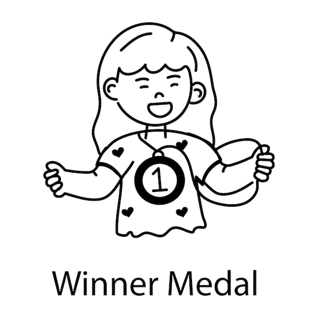 Trendy hand drawn icon of winner medal