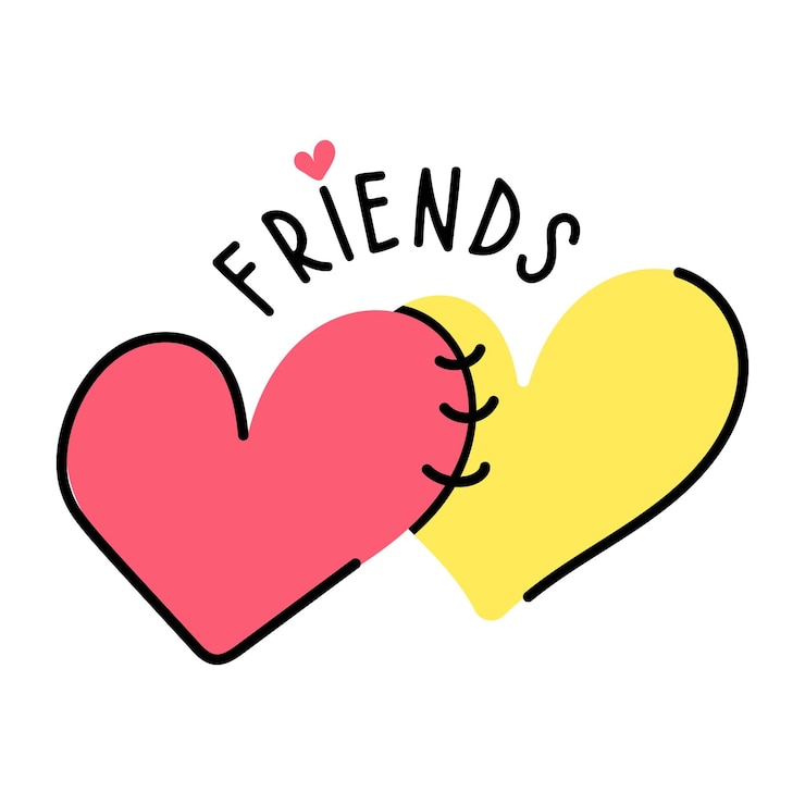 Vector trendy hand drawn sticker of friends love