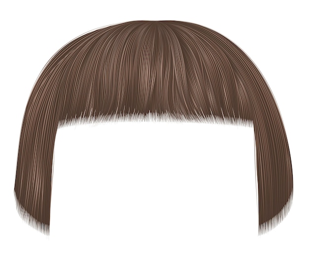 Vector trendy haren brunette bruine kleuren. karre rand. schoonheid mode