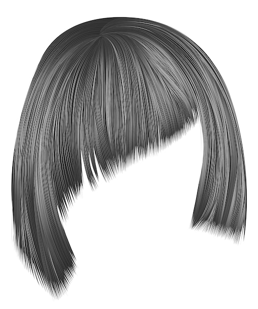 Vector trendy haren grijze kleuren asymmetrische kare met schuine pony beauty fashion