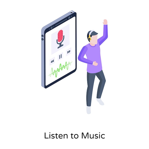 Модная иллюстрация записи музыки в изометрическом стиле