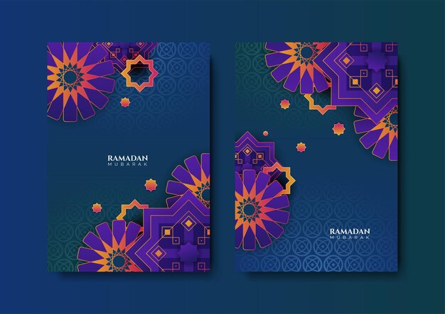 Trendy islamic ramadan greeting card and poster background template with mosque lantern pattern and crescent Design for iftar invitation ramadhan mubarak kareem Vector illustration