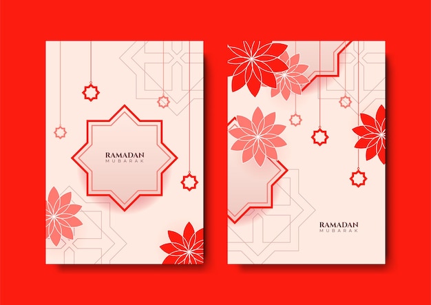 Trendy islamic ramadan greeting card and poster background template with mosque lantern pattern and crescent Design for iftar invitation ramadhan mubarak kareem Vector illustration